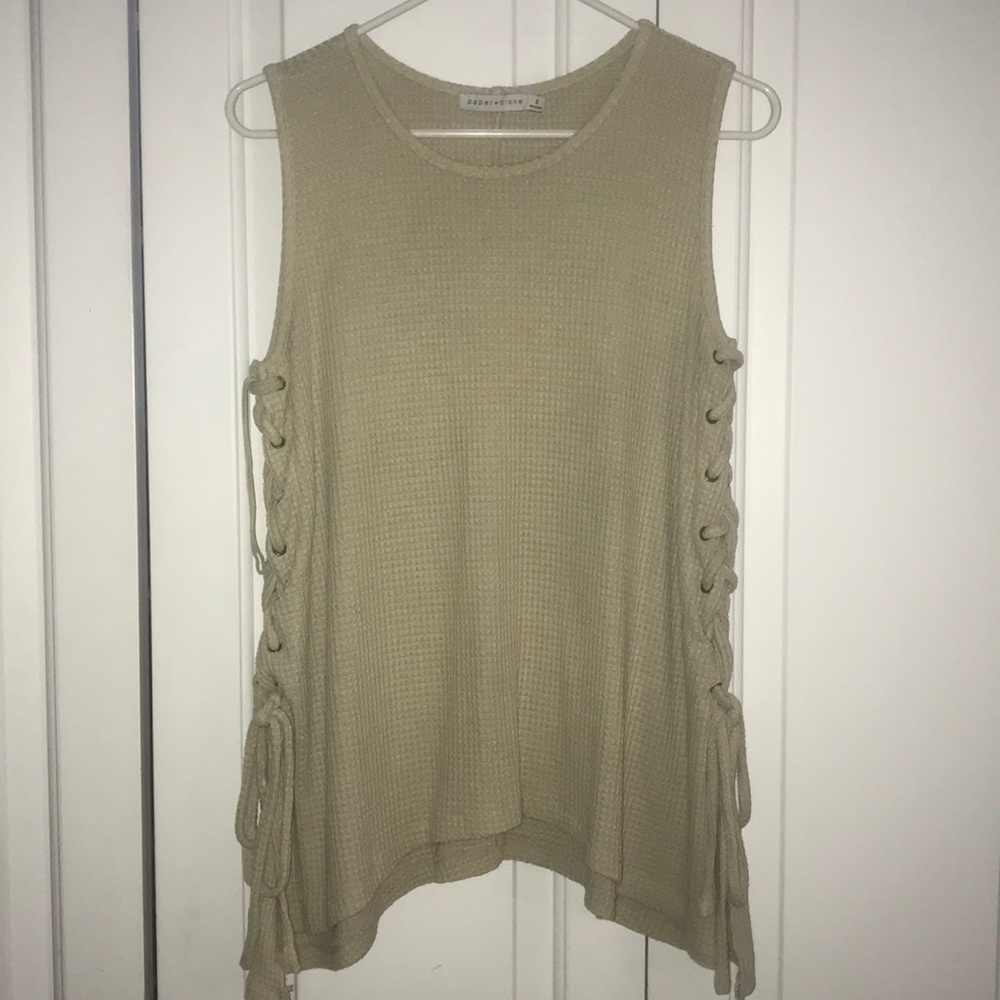 Tan/Olive No Sleeve Sweater